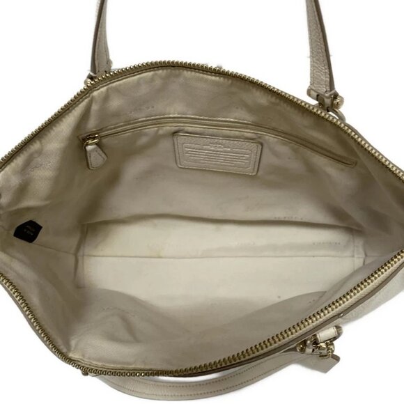 Auth COACH Pebbled Leather Prairie Satchel 34340 Cream Leather - Handbag - Picture 6 of 12